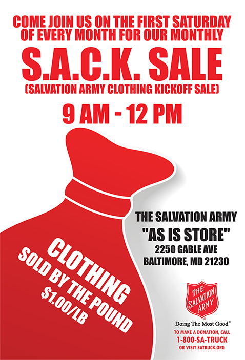 Salvation Army Sack Sale Postcard Flyer